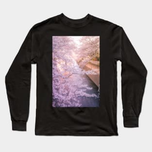 Sakura tree over Kanda Gawa river Long Sleeve T-Shirt